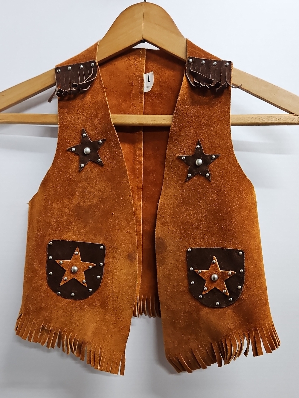 Vintage Kids Leather Sheriff Western Vest Cowboy Approx 3+